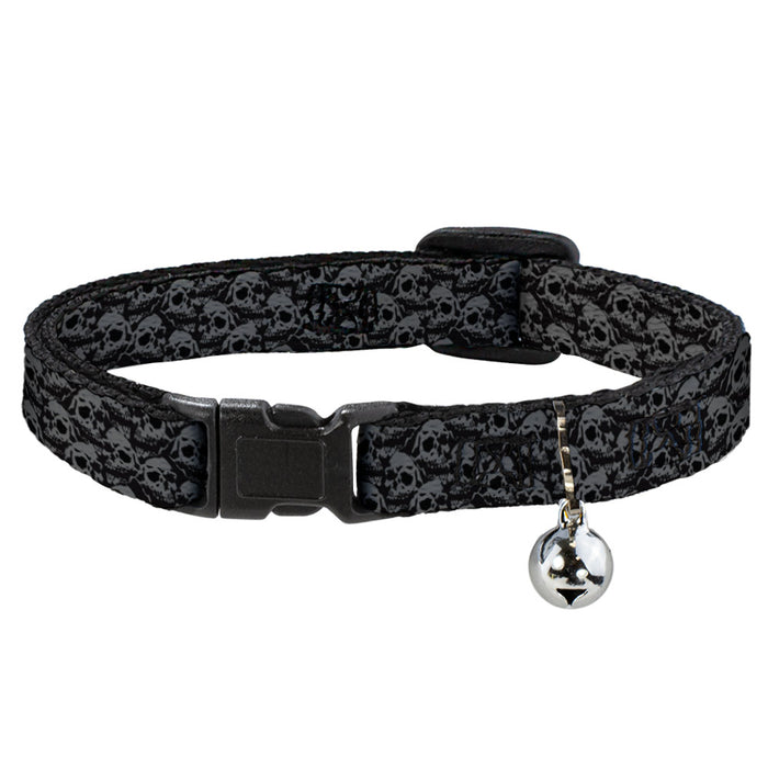 Cat Collar Breakaway - Skull Yard Black Gray Breakaway Cat Collars Buckle-Down   