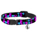 Cat Collar Breakaway - Pixilated Checker Black Fuchsia Turquoise Breakaway Cat Collars Buckle-Down   