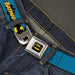 Batman Full Color Black Yellow Seatbelt Belt - Vintage Batman Logo & Bat Signal Blue Webbing Seatbelt Belts DC Comics   