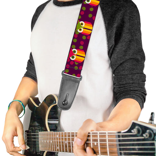 Guitar Strap - Owls Striped w Swirls Purple Guitar Straps Buckle-Down   