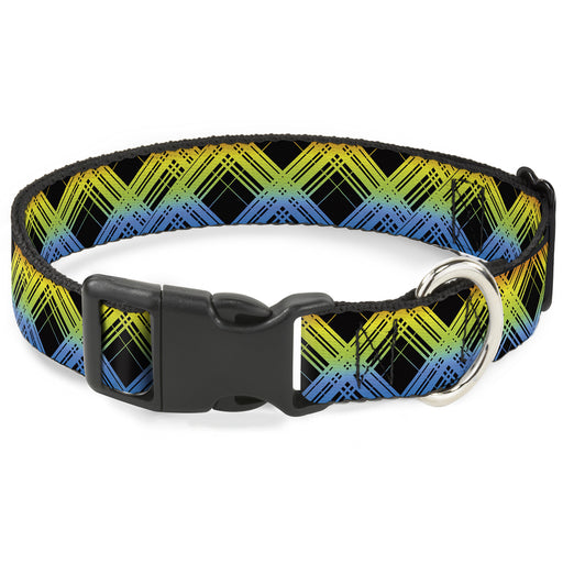 Plastic Clip Collar - Plaid X Gradient Black/Orange/Green/Blue Plastic Clip Collars Buckle-Down   