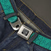 BD Wings Logo CLOSE-UP Full Color Black Silver Seatbelt Belt - Ditsy Floral Teal/Light Teal/Teal Webbing Seatbelt Belts Buckle-Down   