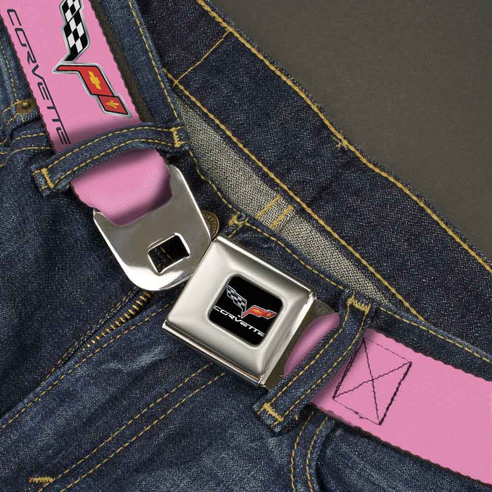 C6 Seatbelt Belt - C6 Logo REPEAT Pink/Black Webbing Seatbelt Belts GM General Motors   