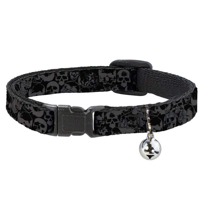 Cat Collar Breakaway - Skull Pile Black Gray Breakaway Cat Collars Buckle-Down   