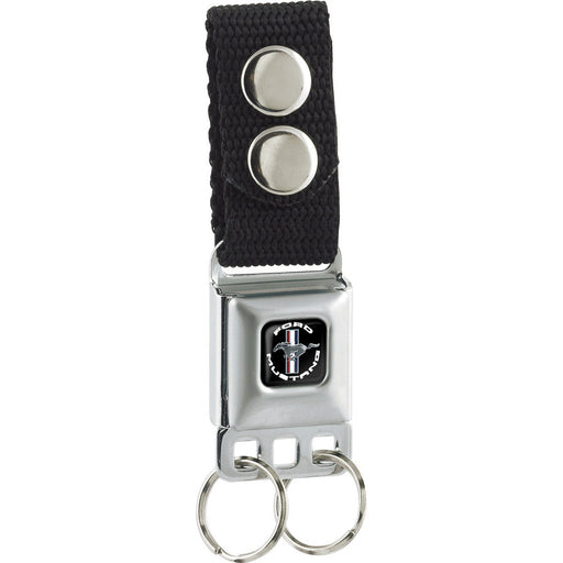 Keychain - FORD MUSTANG Tri-Bar Logo Black White Silver Red Blue Keychains Ford   