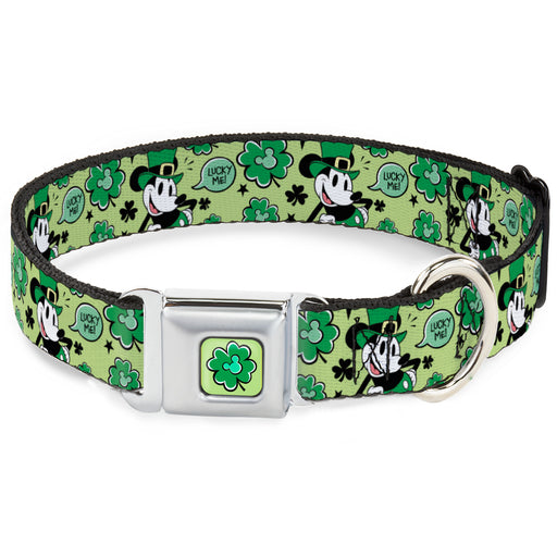 Mickey Mouse St. Patrick's Day Shamrock Full Color Greens Seatbelt Buckle Collar - Mickey Mouse St. Patrick's Day LUCKY ME Leprechaun Pose and Shamrocks Greens Seatbelt Buckle Collars Disney   