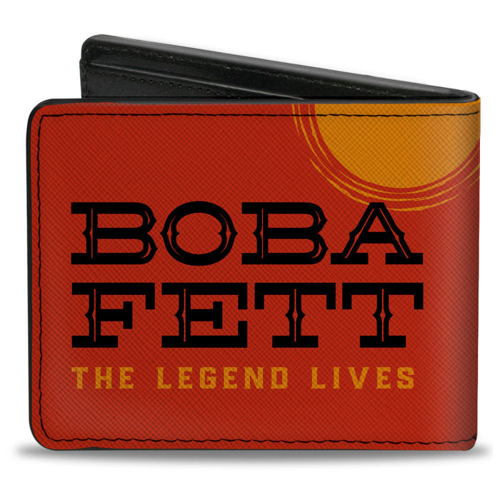 Bi-Fold Wallet - Star Wars The Book of Boba Fett THE LEGEND LIVES Tattooine Silhouette Red Orange Black Bi-Fold Wallets Star Wars   