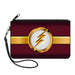Canvas Zipper Wallet - SMALL - The Flash Logo10 Stripe Burgundy Golds White Canvas Zipper Wallets DC Comics   