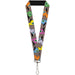 Lanyard - 1.0" - Cute Dinosaurs w Mustaches Gray Lanyards Buckle-Down   