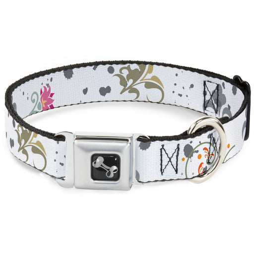 Dog Bone Seatbelt Buckle Collar - Flower Splatter White/Gray Seatbelt Buckle Collars Buckle-Down   
