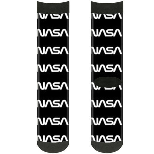 Sock Pair - Polyester - NASA Text Black White - CREW Socks Buckle-Down   