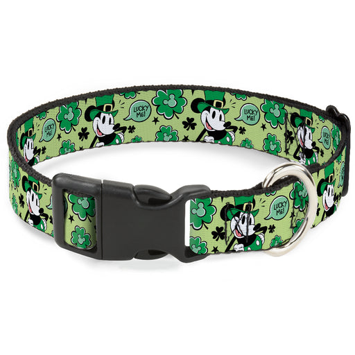 Plastic Clip Collar - Mickey Mouse St. Patrick's Day LUCKY ME Leprechaun Pose and Shamrocks Greens Plastic Clip Collars Disney   