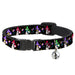 Cat Collar Breakaway with Bell - Happy Mushrooms with Stars Black Multi Color Breakaway Cat Collars Buckle-Down   