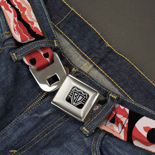 BD Wings Logo CLOSE-UP Full Color Black Silver Seatbelt Belt - Bacon w/Text1 Webbing Seatbelt Belts Buckle-Down   