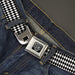 BD Wings Logo CLOSE-UP Full Color Black Silver Seatbelt Belt - Diamonds Stripe White/Black Webbing Seatbelt Belts Buckle-Down   