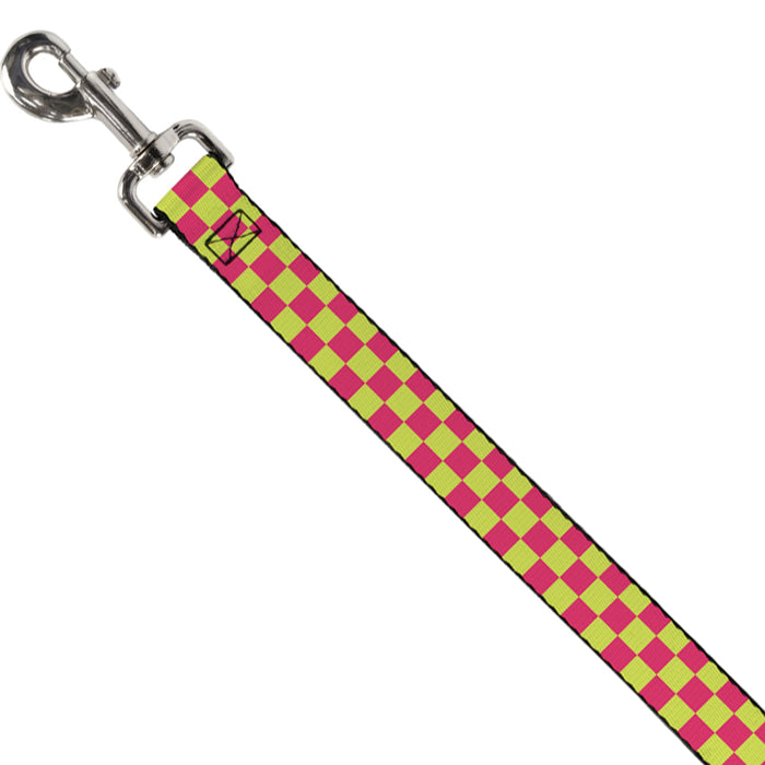 Dog Leash - Checker Fluoresecent Pink/Yellow Dog Leashes Buckle-Down   