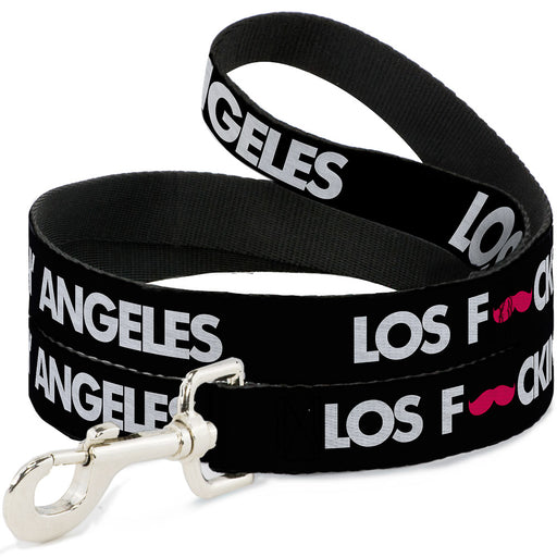 Dog Leash - LOS F*CKIN' ANGELES Mustache Black/White/Pink Dog Leashes Buckle-Down   
