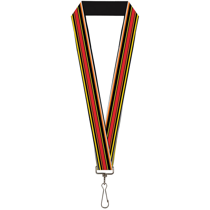 Lanyard - 1.0" - Fine Stripes Black Yellows Orange Red White Lanyards Buckle-Down   