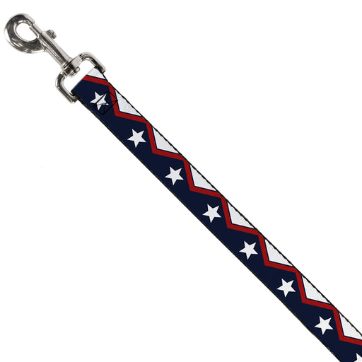 Dog Leash - American Chevron & Stripes White/Red/Blue Dog Leashes Buckle-Down   