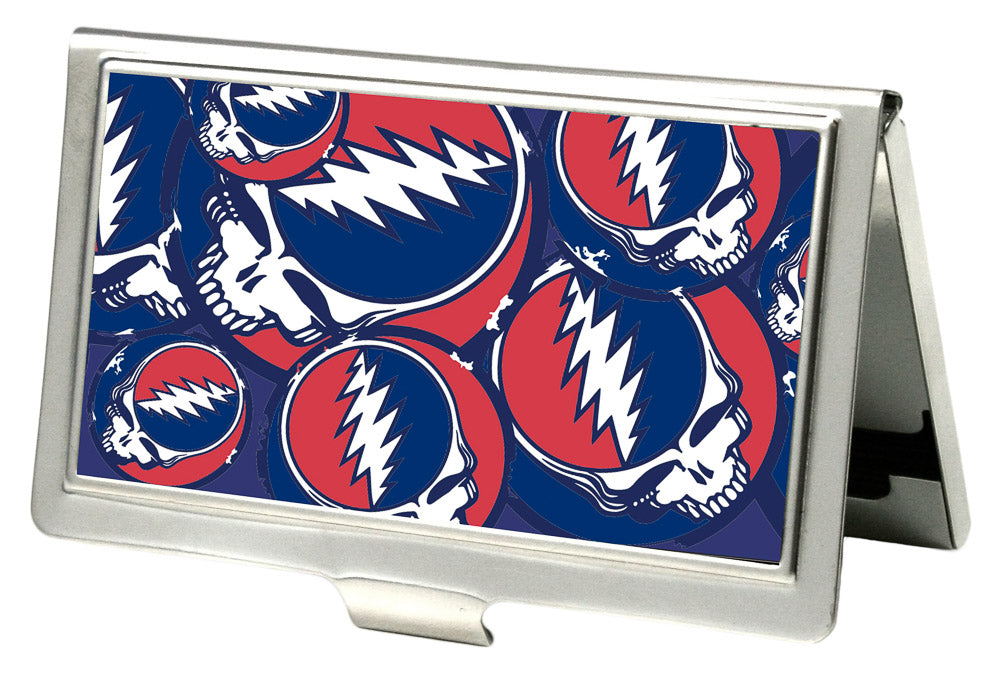 Business Card Holder - SMALL - Steal Your Face Stacked FCG Red White Blue Business Card Holders Grateful Dead   