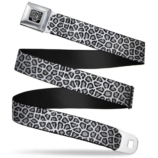 BD Wings Logo CLOSE-UP Full Color Black Silver Seatbelt Belt - Leopard White Webbing Seatbelt Belts Buckle-Down   