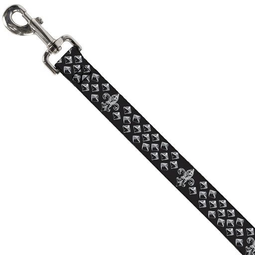 Dog Leash - Fleur-de-Lis/Studs Black/Grays Dog Leashes Buckle-Down   