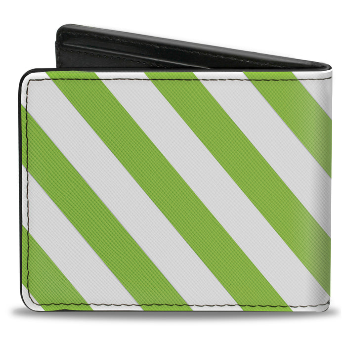Bi-Fold Wallet - Diagonal Stripes2 White Lime Green Bi-Fold Wallets Buckle-Down   