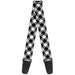 Guitar Strap - Diagonal Buffalo Plaid Black White Guitar Straps Buckle-Down   