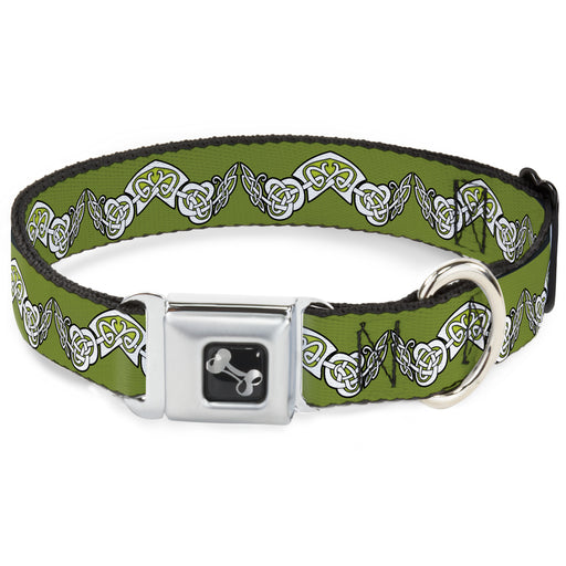 Dog Bone Seatbelt Buckle Collar - Celtic Knot3 Olives/Black/White Seatbelt Buckle Collars Buckle-Down   