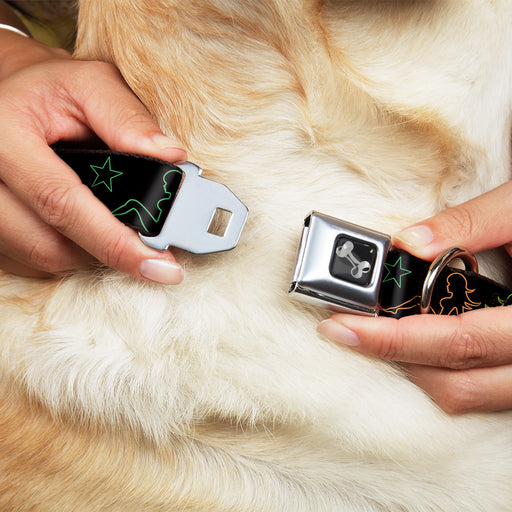 Dog Bone Seatbelt Buckle Collar - Mud Flap Girls w/Star Outline Black/Multi Color Seatbelt Buckle Collars Buckle-Down   