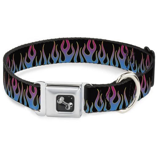 Dog Bone Seatbelt Buckle Collar - Flames Black/Blue/Pink Seatbelt Buckle Collars Buckle-Down   