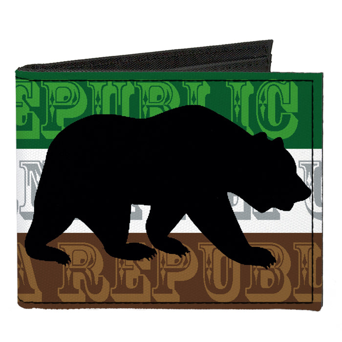 Canvas Bi-Fold Wallet - Cali Bear Silhouette & Star CALIFORNIA REPUBLIC Green White Brown Black Red Canvas Bi-Fold Wallets Buckle-Down   