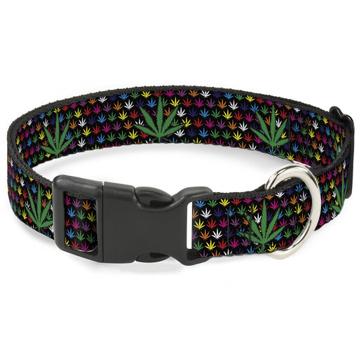 Buckle-Down Plastic Buckle Dog Collar - Marijuana Garden Black/Multi Color Plastic Clip Collars Buckle-Down   