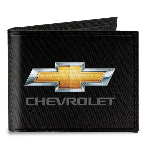 Canvas Bi-Fold Wallet - Chevy Bowtie CHEVROLET Black Gold Gray Canvas Bi-Fold Wallets GM General Motors   