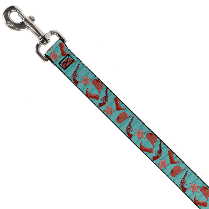 Dog Leash - Sheriff's Gear/Vertical Stripe Turquoise/Browns Dog Leashes Buckle-Down   