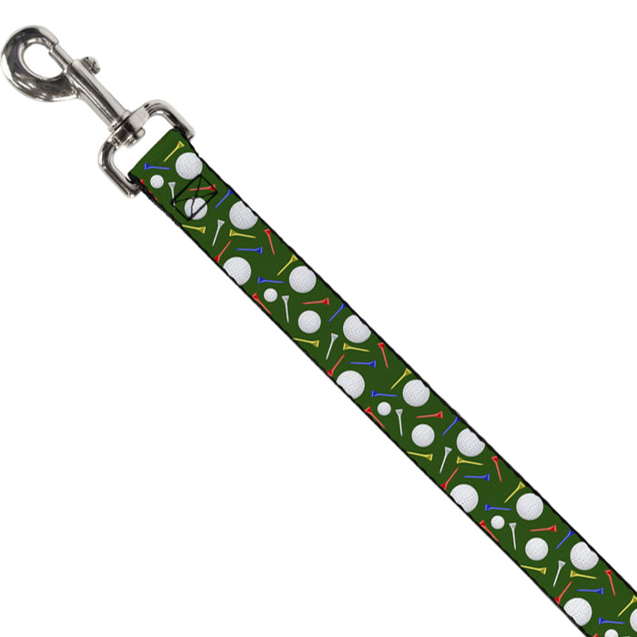 Dog Leash - Golf Balls/Tees Scattered Green/Multi Color Dog Leashes Buckle-Down   