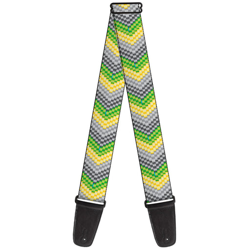 Guitar Strap - Chevron Weave Grays Yellow Green Guitar Straps Buckle-Down   