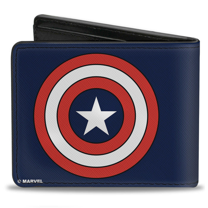 MARVEL COMICS Bi-Fold Wallet - Captain America Shield Navy Red White Bi-Fold Wallets Marvel Comics   