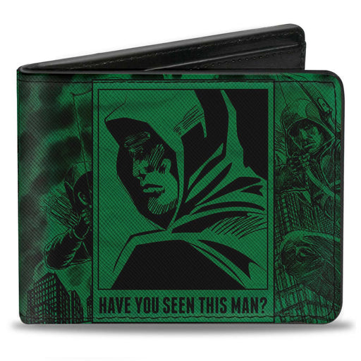 Bi-Fold Wallet - Green Arrow Profile Poses HAVE YOU SEEN THIS MAN? Green Black Bi-Fold Wallets DC Comics   