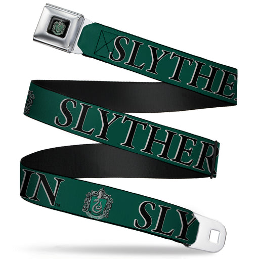 Slytherin Crest Full Color Seatbelt Belt - Harry Potter SLYTHERIN & Crest Green/Black Webbing Seatbelt Belts The Wizarding World of Harry Potter   