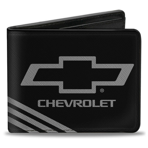 Bi-Fold Wallet - CHEVROLET Bowtie 3-Stripe Black Charcoal Bi-Fold Wallets GM General Motors   
