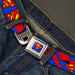 Superman Full Color Blue Seatbelt Belt - Superman Shield w/Cape Webbing Seatbelt Belts DC Comics   