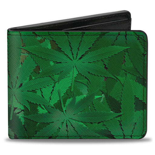 Bi-Fold Wallet - Marijuana Leaves Stacked Bi-Fold Wallets Buckle-Down   