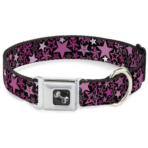 Dog Bone Seatbelt Buckle Collar - Stargazer Black/Pink Seatbelt Buckle Collars Buckle-Down   