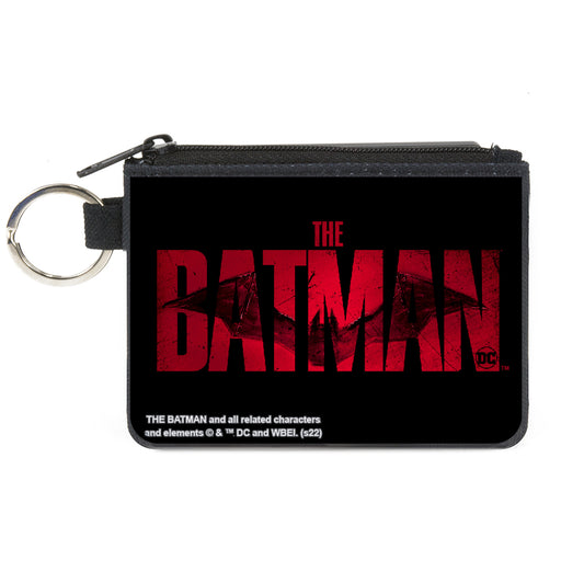 Canvas Zipper Wallet - MINI X-SMALL - THE BATMAN Movie Bat Title Weathered Black Red Canvas Zipper Wallets DC Comics   