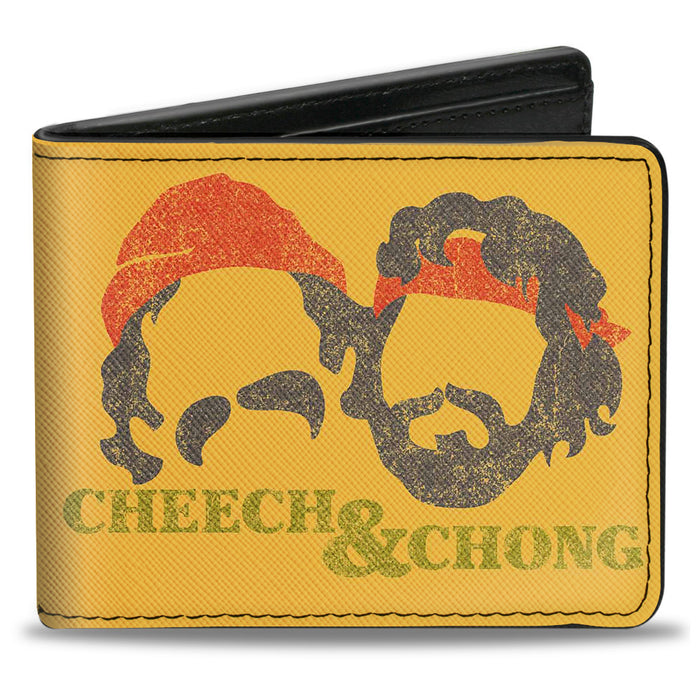 Bi-Fold Wallet - CHEECH & CHONG Faces Silhouette + Logo Joint Weathered Yellow Red Black Green Bi-Fold Wallets Cheech & Chong   
