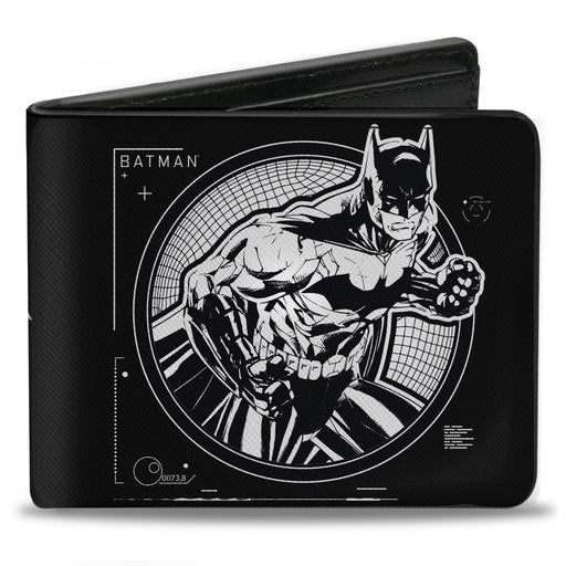 Bi-Fold Wallet - Batman Tech Action Pose + Bat Logo Black White Bi-Fold Wallets DC Comics   