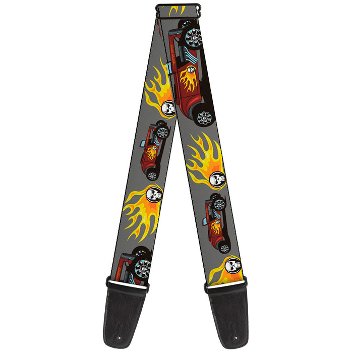 Guitar Strap - Hot Rod w Flame Skull Guitar Straps Buckle-Down   