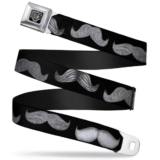 BD Wings Logo CLOSE-UP Full Color Black Silver Seatbelt Belt - Mustaches Black/Sketch Webbing Seatbelt Belts Buckle-Down   