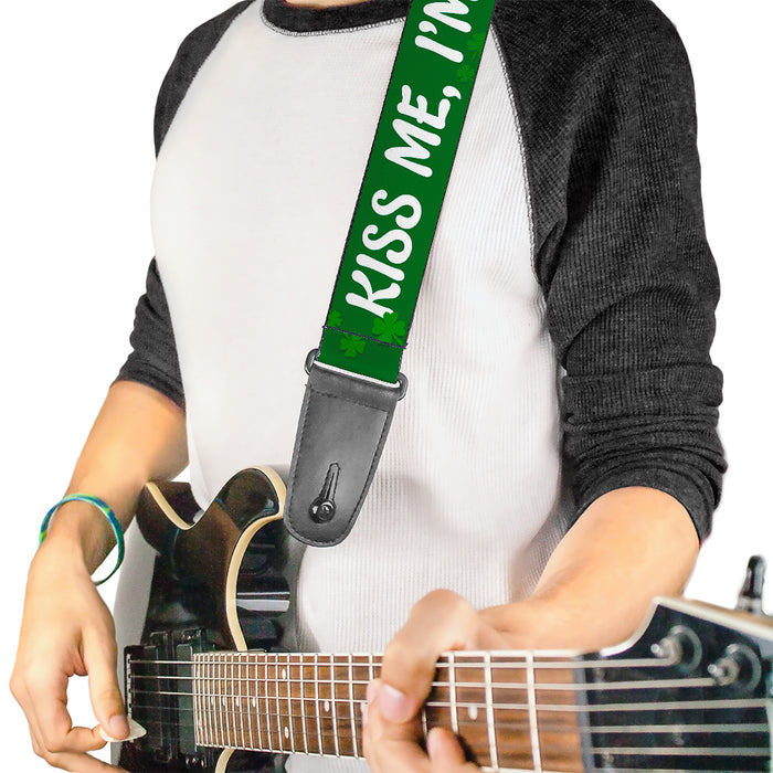 Guitar Strap - KISS ME, I'M IRISH! Clovers Green White Guitar Straps Buckle-Down   